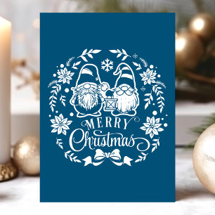 Cartão De Festividades Gnomo de Coroa de Natal