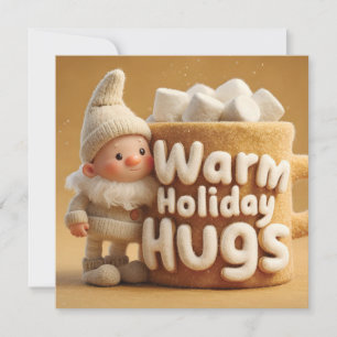 Cartão De Festividades Gnomo de Feltro Adorável com Caneca de Marshmallow