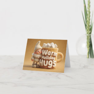 Cartão De Festividades Gnomo de Feltro Adorável com Caneca de Marshmallow