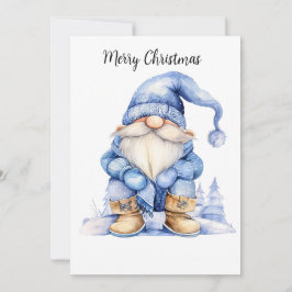 Cartão De Festividades Gnomo de Inverno em Aquarela Personalizável