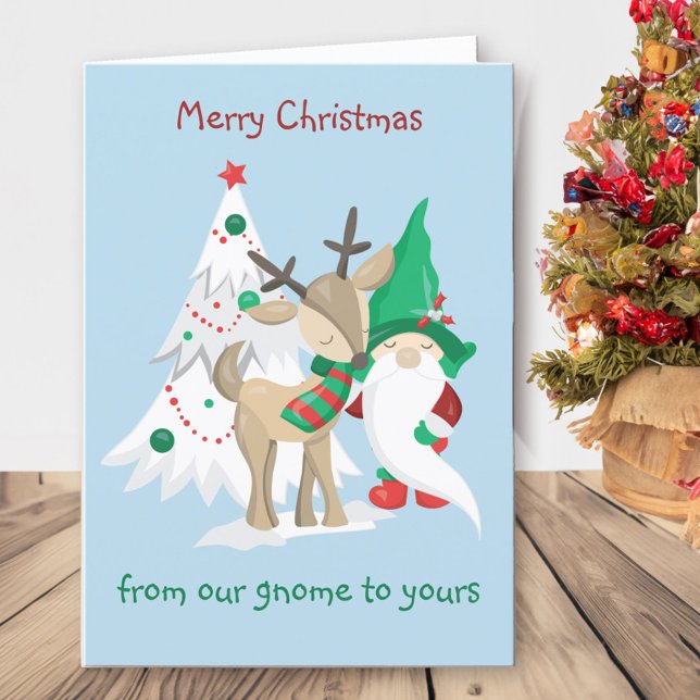 Cartão De Festividades Gnomo de Natal de nossa casa para seu doce engraça (Fun gnome pun christmas card)