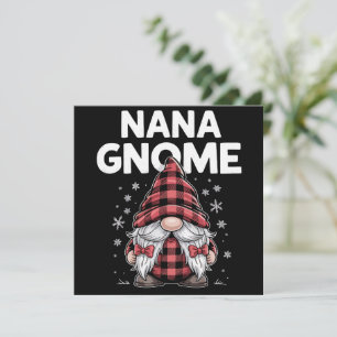 Cartão De Festividades Gnomo de Natal Xadrez Vermelho da Nana Fofa