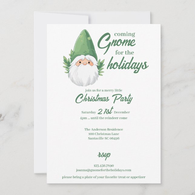 Cartão De Festividades Gnomo do Papai Noel Fofo para as Festas (Frente)