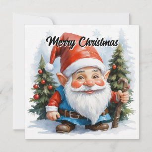 Cartão De Festividades Gnomo em Aquarela Contemporânea - Caprichoso Moder