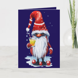 Cartão De Festividades Gnomo Norueguês Segurando um Hot Toddy