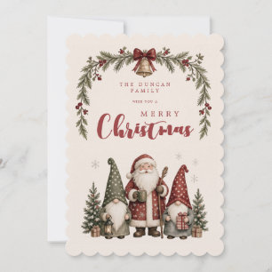 Cartão De Festividades Gnomo Rústico Papai Noel Festivo TMF26