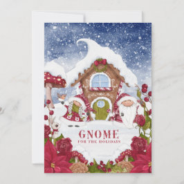 Cartão De Festividades Gnomo Vermelho e Branco para o Natal das Férias