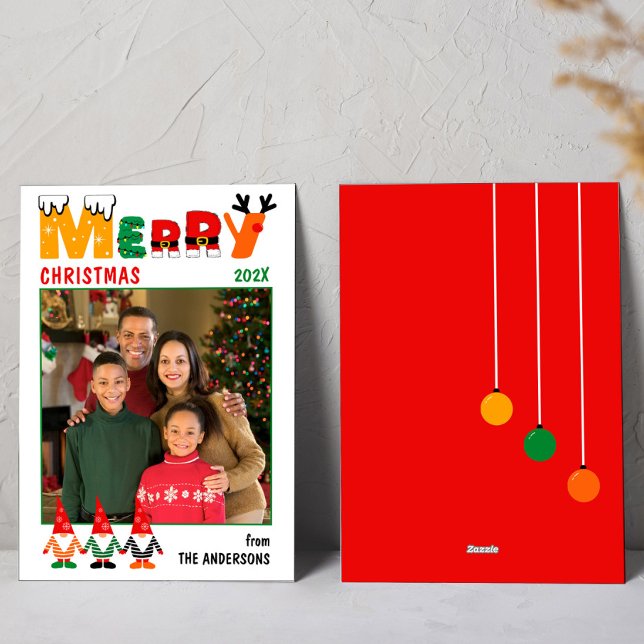 Cartão De Festividades Gnomos Cons Bonitos Feliz Natal Uma Foto (Criador carregado)