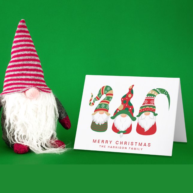 Cartão De Festividades Gnomos Cons Felizes Natal (Christmas gnomes bring joy, laughter, and a touch of magic to your holiday season cards)