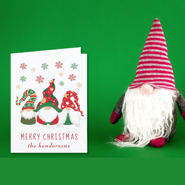 Cartão De Festividades Gnomos Cons Felizes Natal (Christmas gnomes bring joy, laughter, and a touch of magic to your holiday season cards)