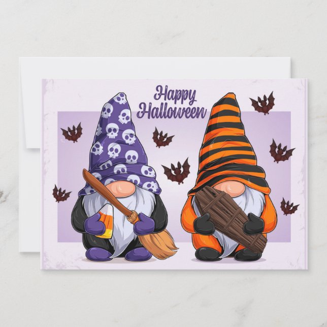 Cartão De Festividades Gnomos de Halloween  (Frente)