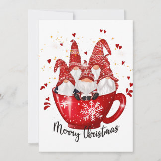 Cartão De Festividades Gnomos De Natal Em Uma Taça Feliz Natal