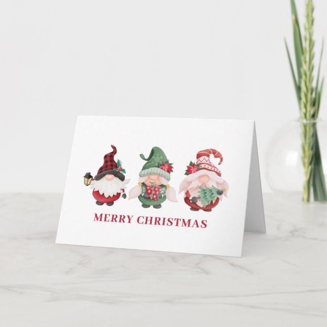 Cartão De Festividades Gnomos de Natal Fofos (Frente)