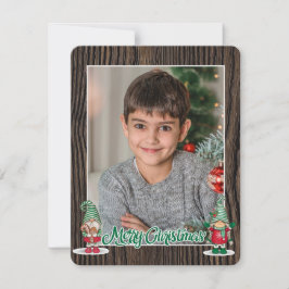 Cartão De Festividades Gnomos de Natal xadrez (adicione sua foto) Holi