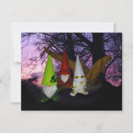 Cartão De Festividades Gnomos do Bosque ao Pôr do Sol