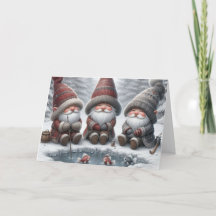 Gnomos do Papai Noel Pesca no Gelo