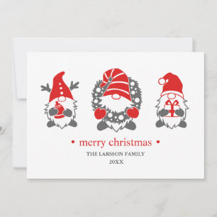 Cartão De Festividades Gnomos Engraçados Férias de Natal Branco Foto