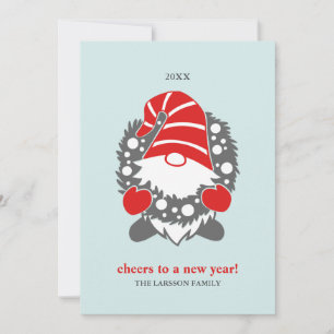 Cartão De Festividades Gnomos Engraçados   Natal Branco Ano Novo 2 Foto