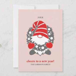 Cartão De Festividades Gnomos Engraçados Natal Branco Ano Novo 2 Foto