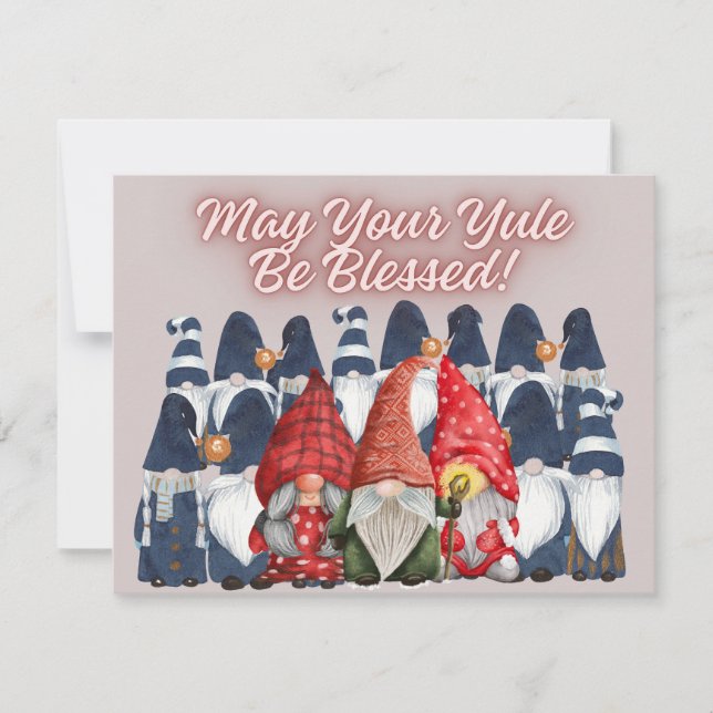 Cartão De Festividades Gnomos Invernos de Aquarela (Frente)