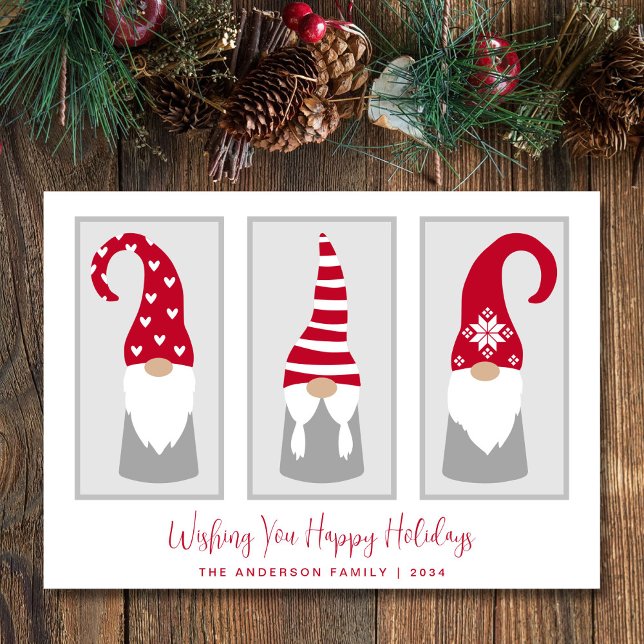 Cartão De Festividades Gnomos - Natal Nórdico Mínimo (Spread the love + joy of the season with your friends + family near and far with a personalized card)