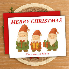 Cartão De Festividades Gnomos Whimsical com presentes de Natal