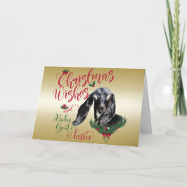 Cartão De Festividades GOAT | Christmas Wishes Baby Goat Kisses Nubian