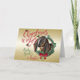 Cartão De Festividades GOAT | Christmas Wishes Baby Goat Kisses Nubian 2