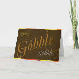 Cartão De Festividades Gobble Gobble Multicolored Thanksgiving Card