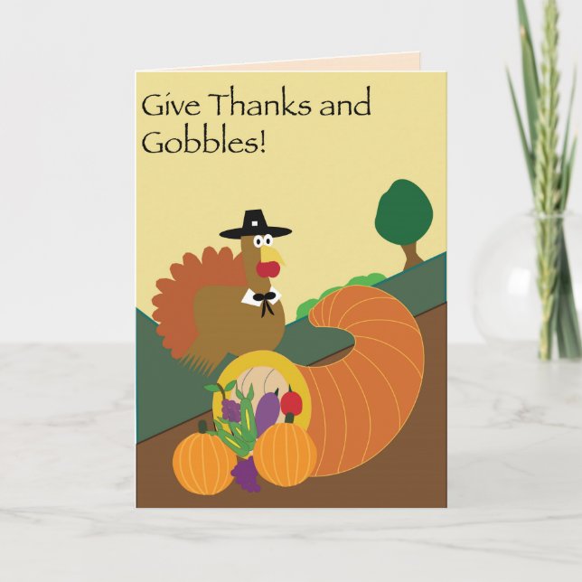 Cartão De Festividades Gobble Gobble Thanksgiving (Frente)