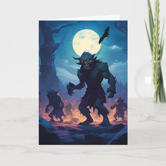 Cartão De Festividades Goblin Shuffle Halloween (Frente)