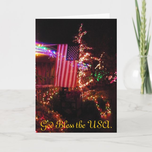 Cartão De Festividades God Bless the USA Christmas Card (Frente)