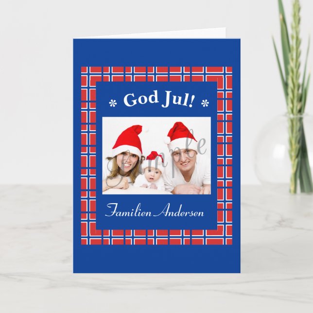 Cartão De Festividades God Jul Norwegian Christmas Holiday Greeting Card (Frente)