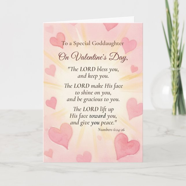 Cartão De Festividades Goddaughter Valentine’s Day Religious Scripture Bl (Frente)