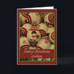 Cartão De Festividades Godson Merry Christmas card<br><div class="desc">Christmas 'Tis the season to party and celebrate: Merry Christmas! Surprise your nearest and dearest, your friends, co-workers, neighbors or even your boss with a special card. Many different designs available: from a modern collage photography card, mixing ornaments and winter landscapes, a classic vintage christmas theme or a more modern...</div>