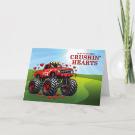 Cartão De Festividades Godson Valentine Monster Truck Crushin' Hearts