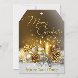 Cartão De Festividades Gold Candles Merry Christmas Elegant Large Holiday