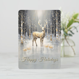 Cartão De Festividades Gold Christmas Reindeer Holiday Card