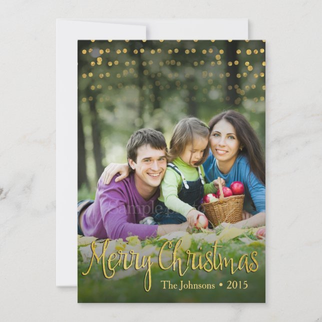 Cartão De Festividades Gold Dots Elegant Christmas Card Design (2 sides) (Frente)