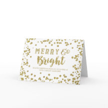 Gold Effect Business Merry & Bright Christmas Card