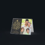 Cartão De Festividades Gold Glitter Merry Wishes Family Christmas Photo<br><div class="desc">Gold Glitter Merry Wishes Family Christmas Photo Card.
(1) For further customization, please click the "customize further" link and use our design tool to modify this template.
(2) If you need help or matching items, please contact me.</div>