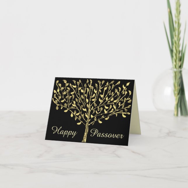 Cartão De Festividades Gold Leaf Tree Passover Card (Frente)