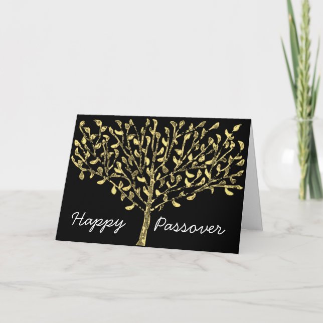 Cartão De Festividades Gold Leaf Tree Passover Card (Frente)