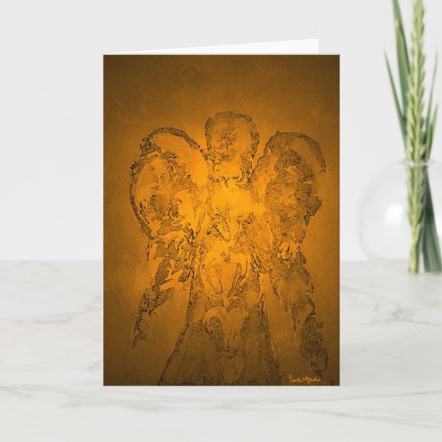 Cartão De Festividades Gold Light Bearer Angel Greeting Card (Frente)