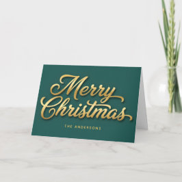 Cartão De Festividades Gold Luxe Retro Script Merry Christmas