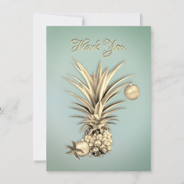 Cartão De Festividades Gold Pineapple Custom Flat Thank You (Frente)
