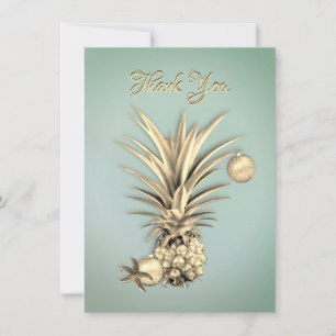 Cartão De Festividades Gold Pineapple Custom Flat Thank You