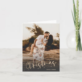 Cartão De Festividades Gold Script Merry Christmas Photo