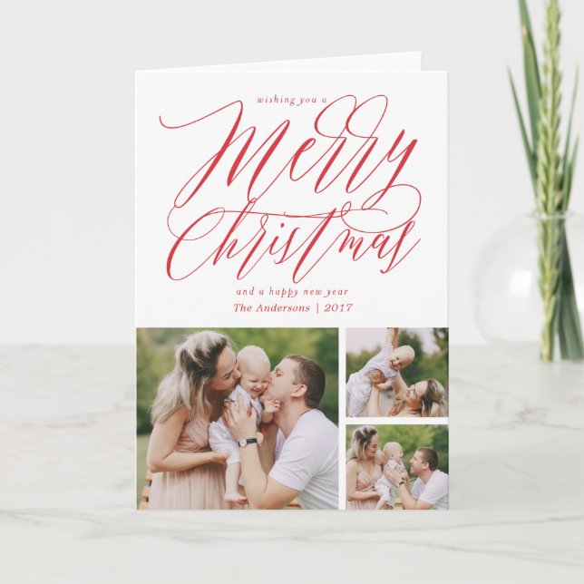 Cartão De Festividades Gold Shimmer Merry Christmas Greeting Card (Frente)