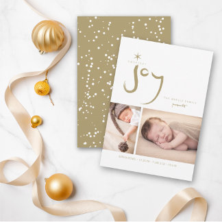 Cartão De Festividades Gold Sweetest Joy Cute Baby First Christmas Photo